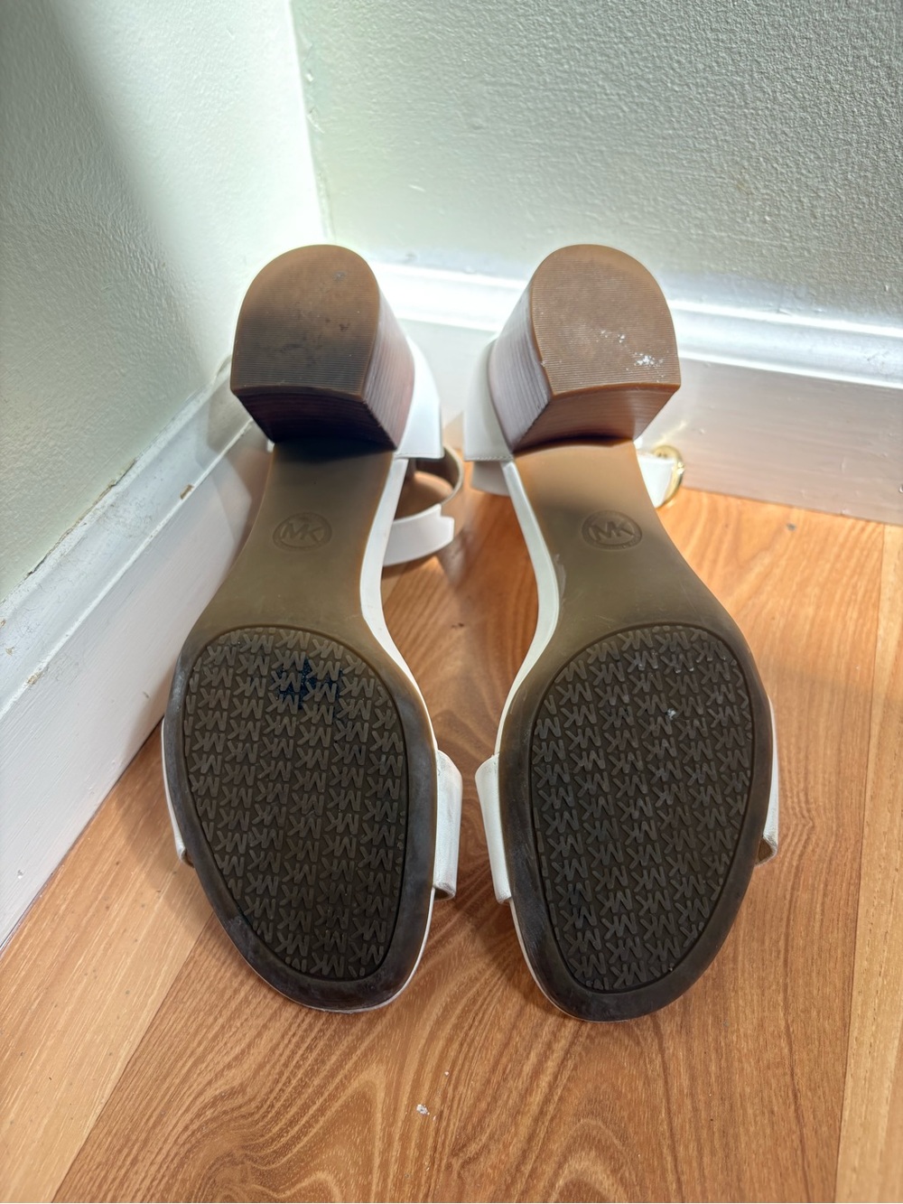 MICHAEL Michael Kors White Ankle-Strap Block Heel Sandals - Picture 10 of 12